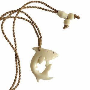 Artisanal hand-carved bone Shark Necklace